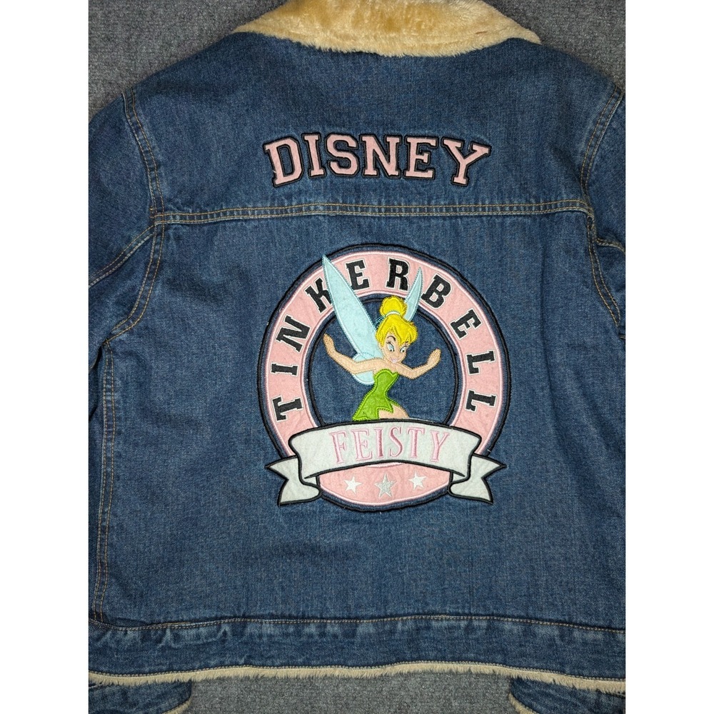 Disney Tinkerbell Denim Jacket Womens Medium Feisty Fairy Heavy Sherpa Lined - Picture 7 of 13